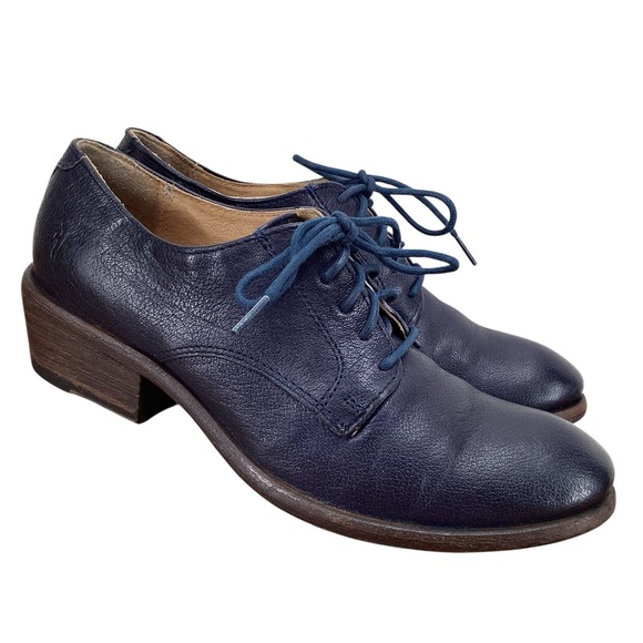 Frye Shoes - Frye Womens 7B Carson Oxford Blue Leather Heel Shoes Victorian Grannycore